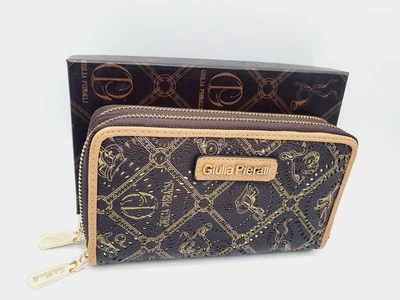 Giulia Pieralli XXL Portemonnaie Glitzer Damenbörse Geldbörse Schwarz Braun DHL