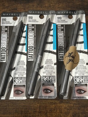 Maybelline Tattoo Studio Waterproof Liner Gel Pencil 910 BOLD BROWN 3 Pack