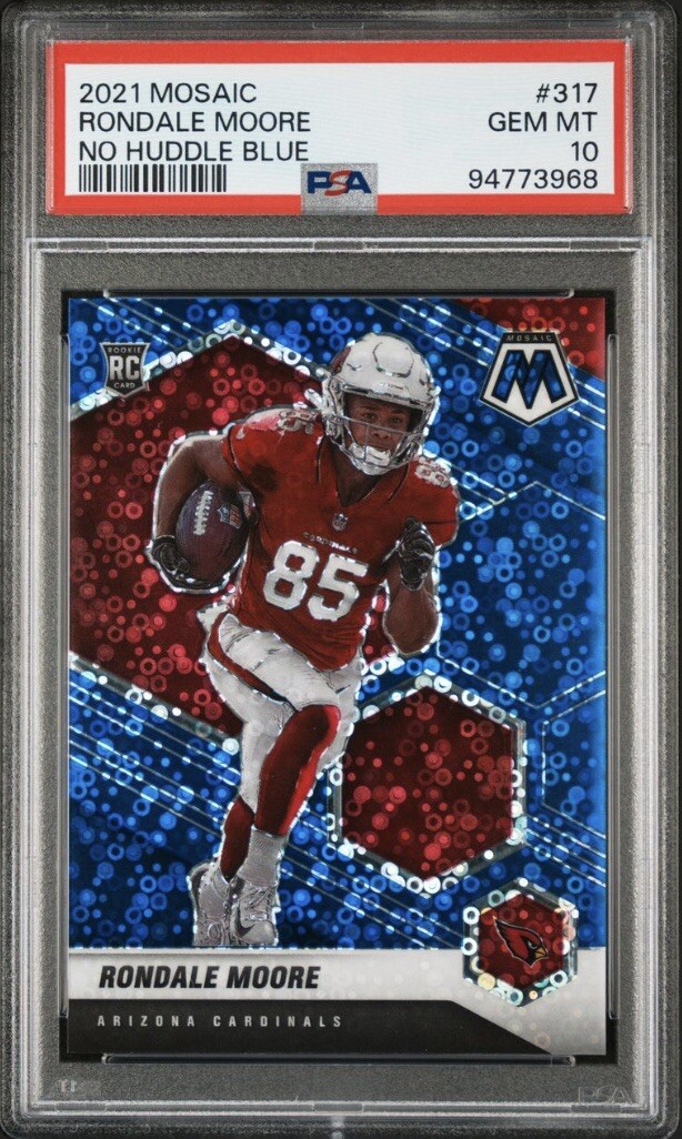 2021 Rondale Moore #317 Mosaic No Huddle Blue Prizm Psa 10 Gem Mint /75 Falcons