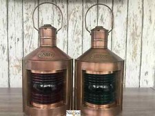 Port & Starboard Lanterns, Nautical Oil Lamps, Antique Brass Finish, Ship -Light