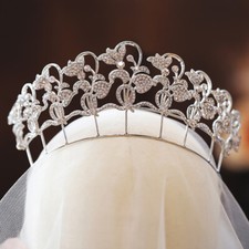 7cm Tall Elegant Vine Floral Crystal Wedding Bridal Prom Party Pageant Tiara