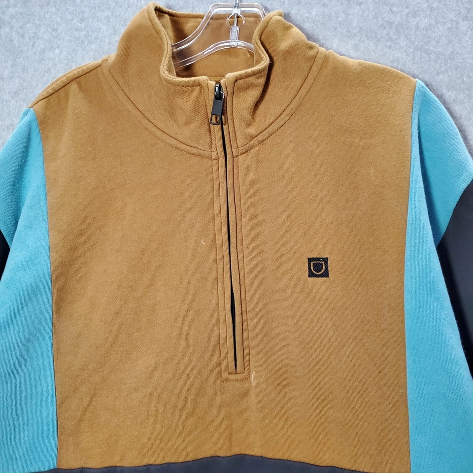 Brixton Beta X Men Sweatshirt Large Black Pockets 1/4 Zip Mock Neck READ - Image 2 of 4