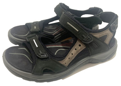 ECCO Receptor Yucatan Size 40/9 BLACK Leather Adjustable Sport Sandals