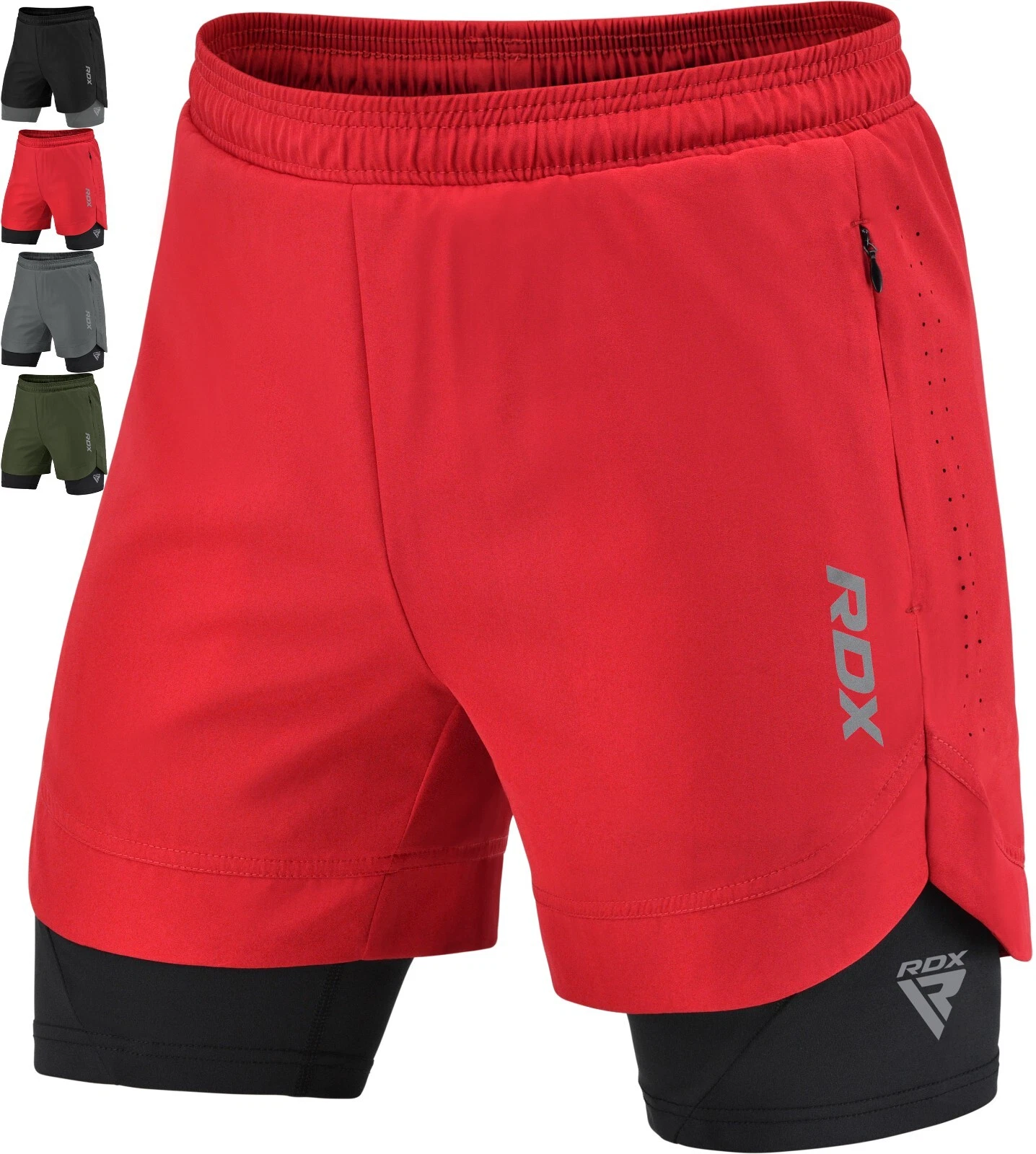 RDX Running Shorts, 2 in 1 Athletic Breathable Short 2 Zipper & 2 Phone Pockets
Opens in a new windo