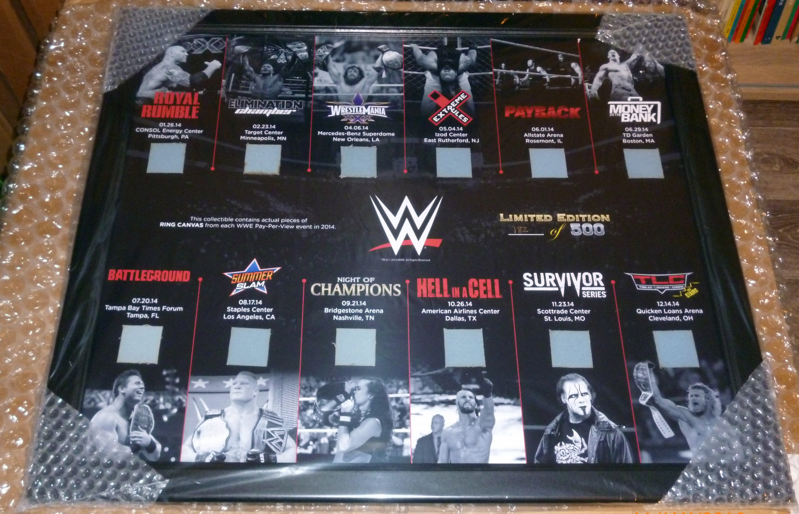 WWE PLAQUE FRAMED COMMEMORATIVE PAY PER VIEW RING CANVAS ONLY 500 IN