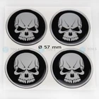 4 x Silicone Hub Caps Hub Cap Caps Sticker Skull Emblem - 57mm