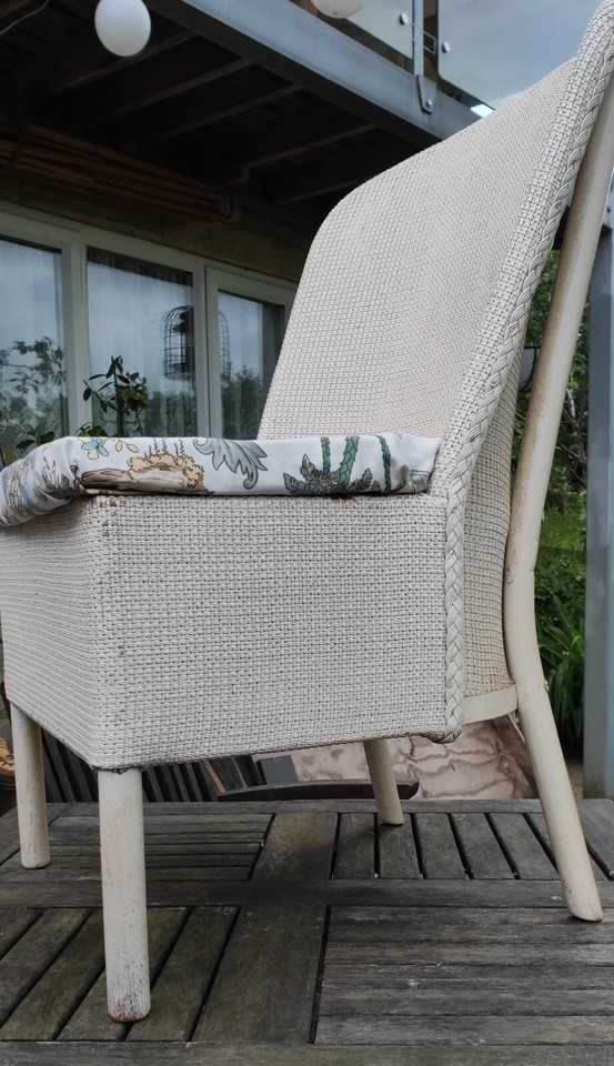 Vintage 1950’s Lloyd Loom style painted nursing chair with drawer