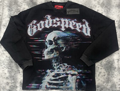 Size Small - Godspeed Matrix Glitch Long Sleeve Tee Shirt Washed Black