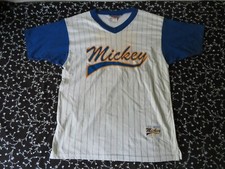vntg striped rare mickey sport jersey #92 disney fashions made in usa L/XL