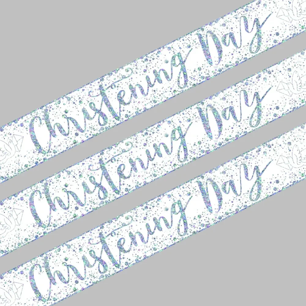 Christening Day Banner Baptism Foil Wall Party Decorations 2.5m