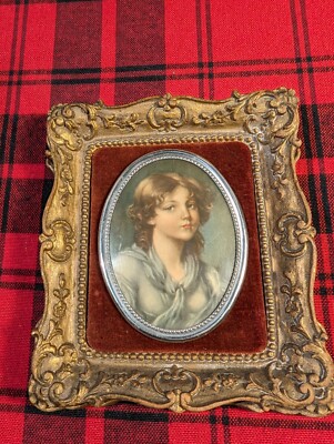 Vintage Cameo Creation Innocence By Jean Batiste Greuze Small Framed Portrait