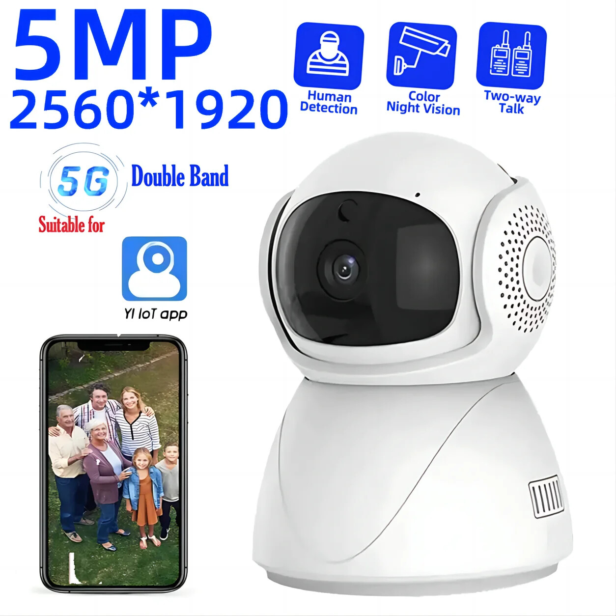 2MP/5MP Human Detect Color Night Vision Surveillance Camera Monitor Smart Home