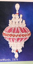 STUNNING LeeWards CROWNED GLORY Pink Vtg Sequin Bead Christmas Ornament Kit MCM