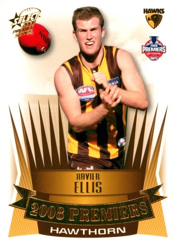 2008 HAWTHORN HAWKS AFL Premiers Card XAVIER ELLIS - Picture 1 of 3