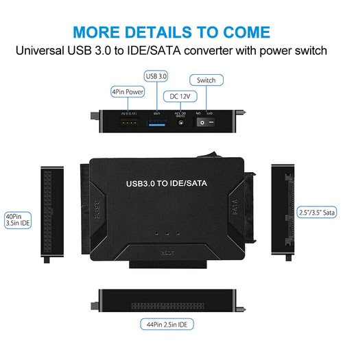 USB 3.0 to IDE SATA 2.5"/3.5" Hard Drive External Adapter Converter Cable Kit AU - Picture 5 of 13