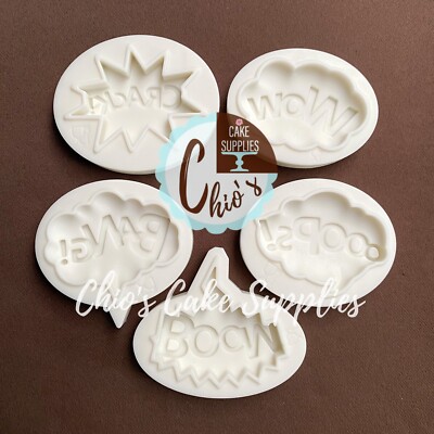 Superhero Word Bubbles Silicone Mold 5 pcs. Set