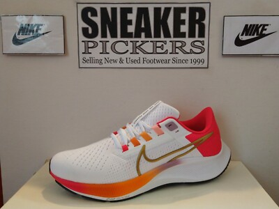 Nike Wmns Air Zoom Pegasus 38 PRM - Size: 9.5 - DQ5038 100 - White / Gold - Red