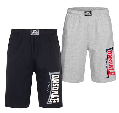 Lonsdale Classic Logo Jam Shorts Jogging Sweat Pants Black Grey Hose Regular-Fit