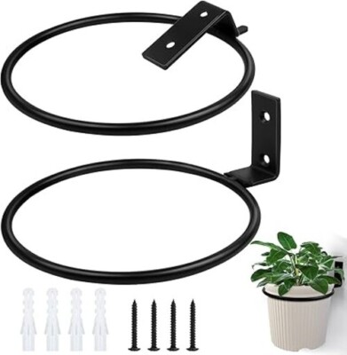 2 Stück Metall Ring Blumentopf 6 in/15cm Übertopf Topf Ring Wandmontage Pflanzgefäße Brac