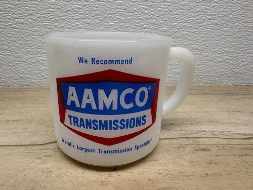 Vtg Federal Glass AAMCO Transmissions Milk Glass Coffee Mug Cup