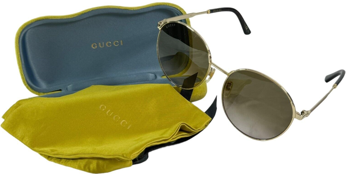 GUCCI Tortoise & Gold Metal GG0206SK 003 58 17-150 Women's Round