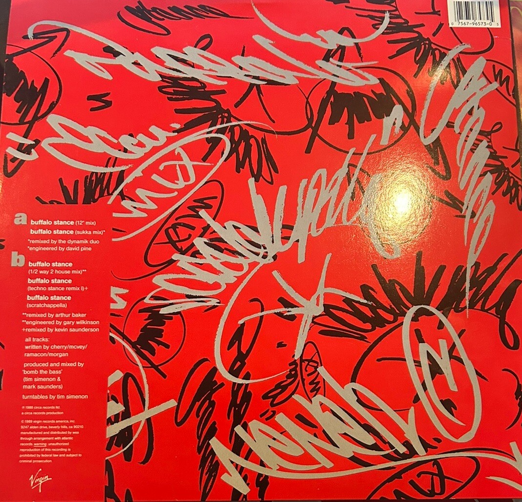 Neneh Cherry Buffalo Stance 12インチシングル Neneh Cherry 12” Buffalo Stance Single VG+/VG+ CLEAN DJ MIX