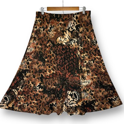 Chicos Skirt Size L (2) NWOT Travelers Pull On Slinky Stretch Midi Animal Print