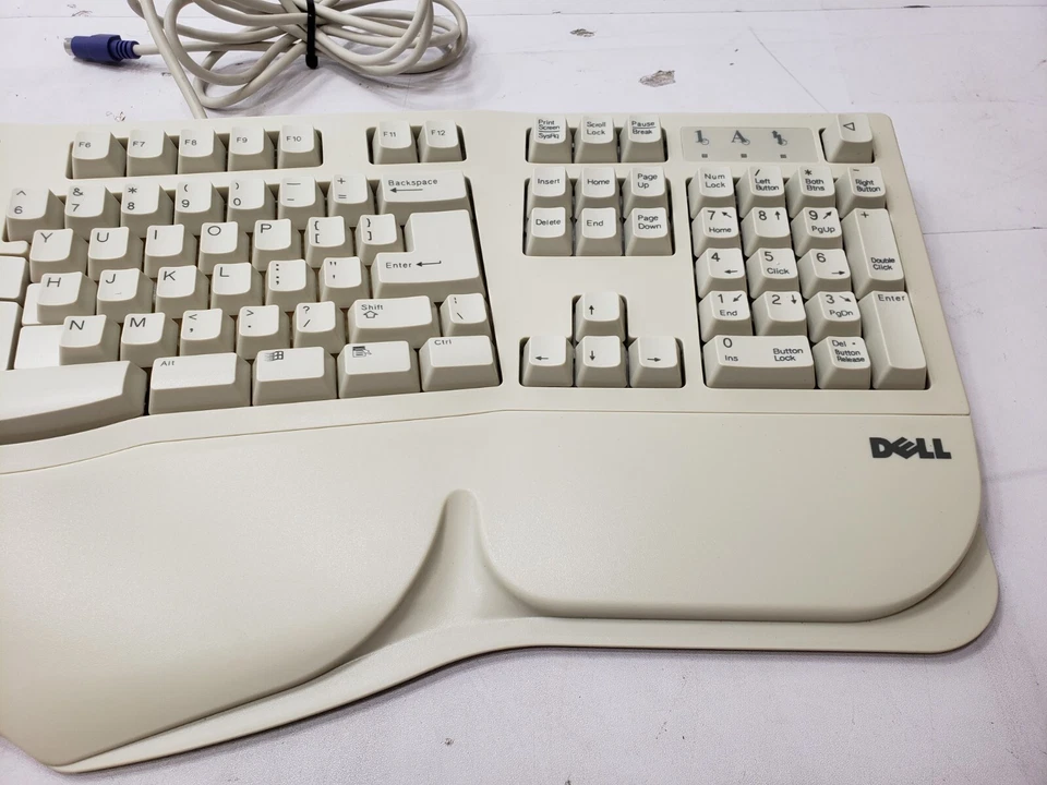 Dell SK-6000 E Ergonomic PS/2 PC Keyboard 6 Pin Connector Untested / For Repair - Image 2 of 4