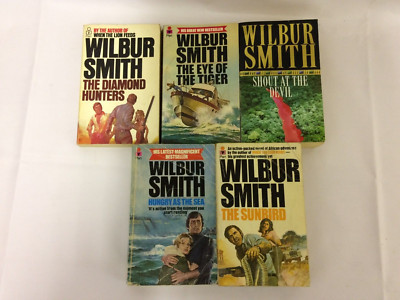 5 Vintage Wilbur Smith Books, Diamond Hunters, Eye of the Tiger, Sunbird