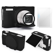 Silicone Camera Case 2 LCD Protectors Black for SX730 SX740