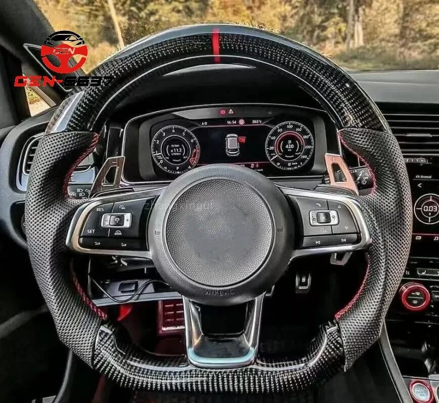 Volante personalizado de fibra de carbono real para VW Golf MK7/7.5 GTI Polo 13-20 Foto 2 de 4