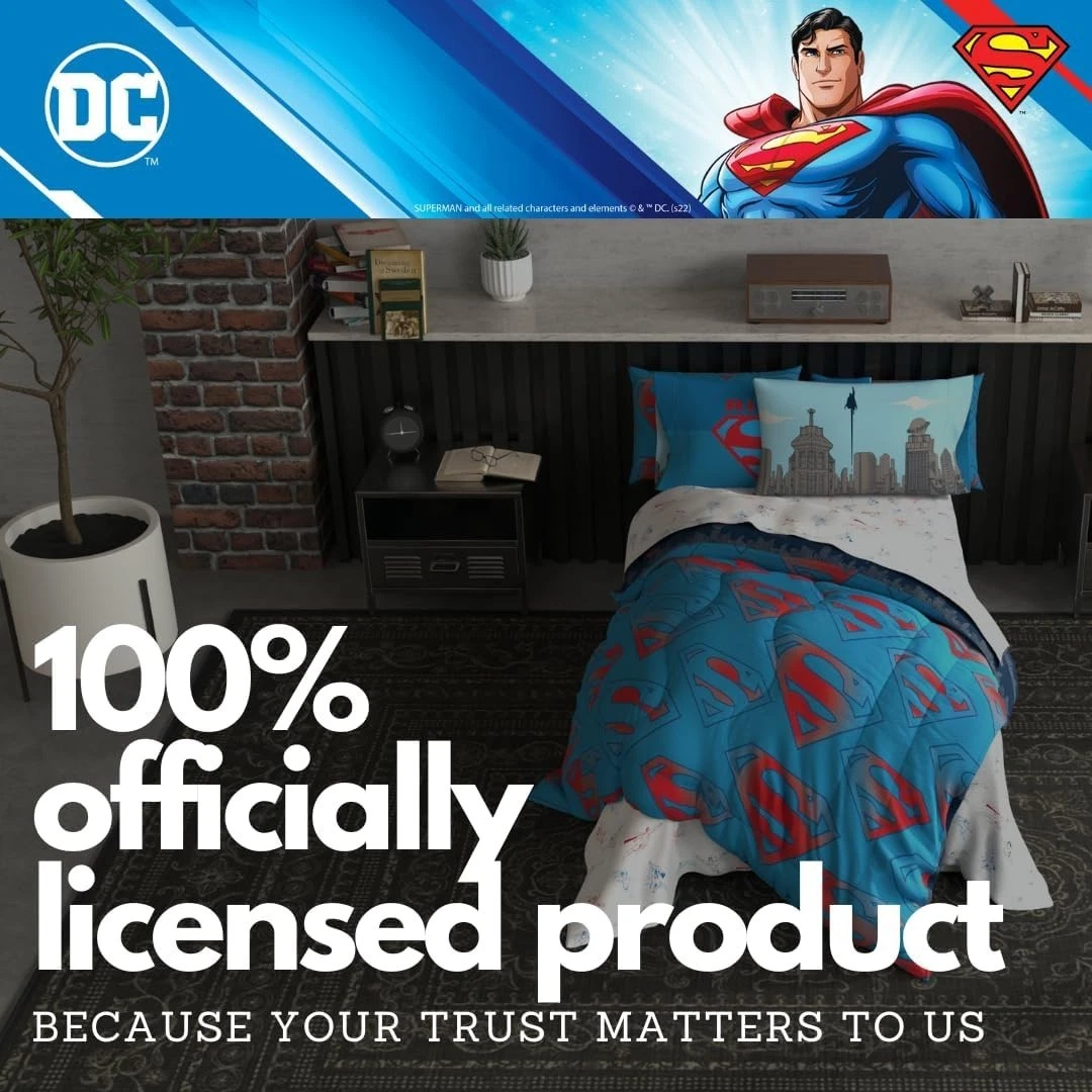 Superman Shield Reversible Comforter, Bedding Set