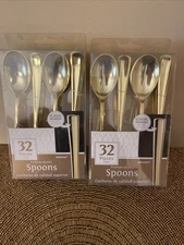AMSCAM 32 Piece Premium Quality Spoons Plastic Gold LOT OF 2