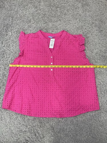 Draper James RSVP Eyelet Flutter Sleeve Blouse Pink Size XXL - Picture 4 of 12