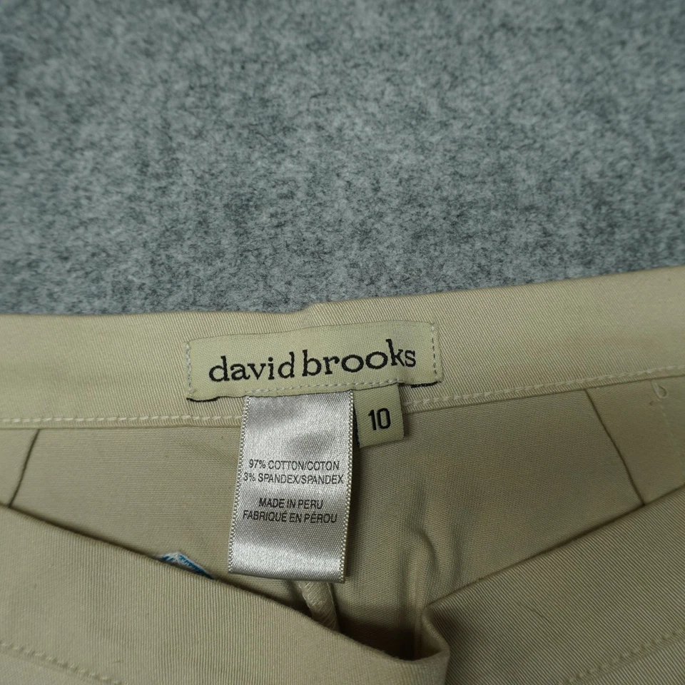 Calça feminina David Brooks bege tamanho 10 algodão elastano bordado - Imagem 4 de 4