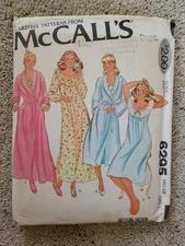 McCalls 6295 Robe Nightgown Misses Size S Sewing Pattern Factory Fold 