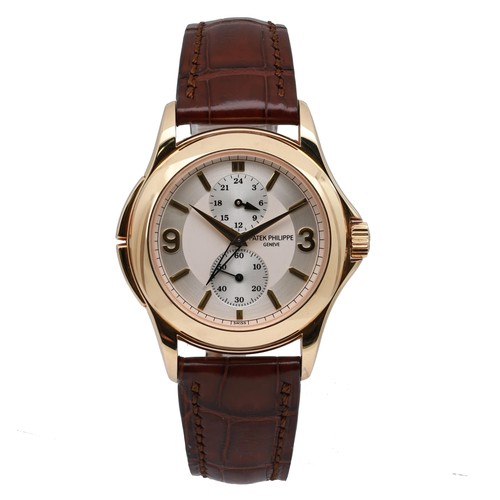Patek Philippe Travel Time 37mm 18k Yellow Gold Silver Dial Me...