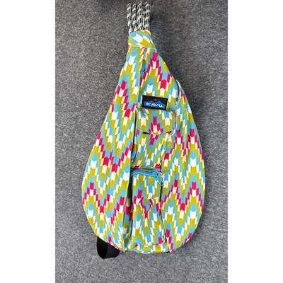 KAVU Garden Tile Sling Bag Backpack Geometric Print Multi Color Adjustable Strap