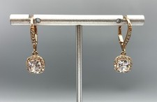 Rose Gold Plated Sterling Silver CZ Gemstones Lever Back Drop Earrings