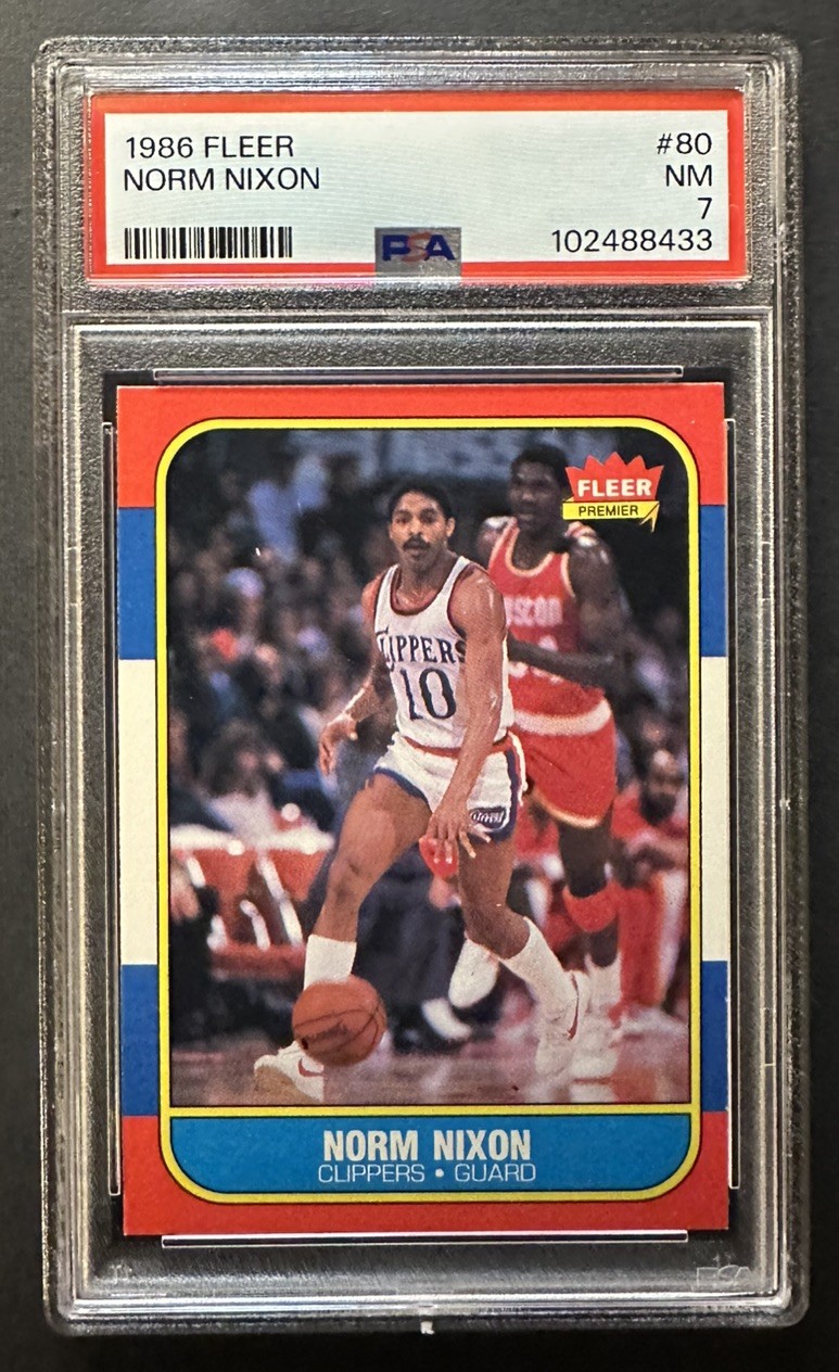 1986 Fleer Basketball NORM NIXON #80 PSA 7