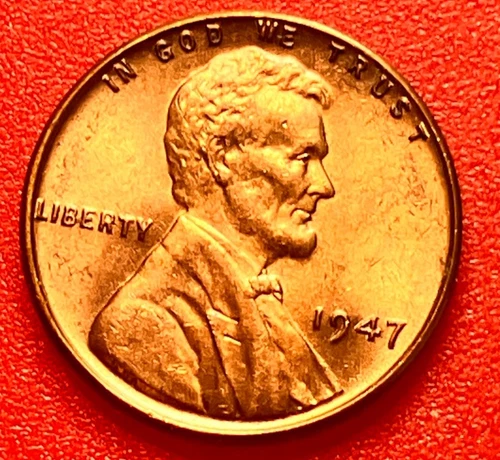 1947-P Lincoln Wheat Cent Penny GEM RED BU From an Original Bank Roll