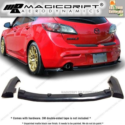 MS-Style Rear Diffuser Lip (Dual Exhaust) For 10-13 Mazda 3 5dr Black Urethane