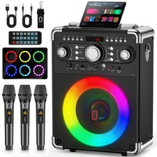 Karaoke Machine Bluetooth Speaker 3 Mics/remote For Christmas Party Music Player