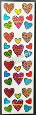 HAMBLY STUDIOS STICKERS PRISMATIC - MULTI-COLOR PATTERN HEARTS - VINTAGE RARE
