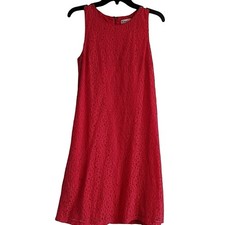 EUC Kim Rogers Pink Shift Dress, Lace Overlay, 8