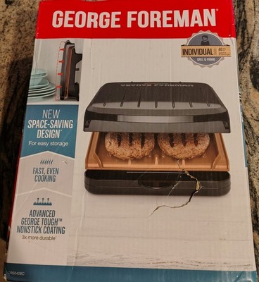 George Foreman GR0040B 2-Serving Classic Plate Grill, Black New
