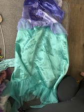 Disney Mermaid Dress Up Costume Green Purple Elastic fits Size 4-6x Polyester