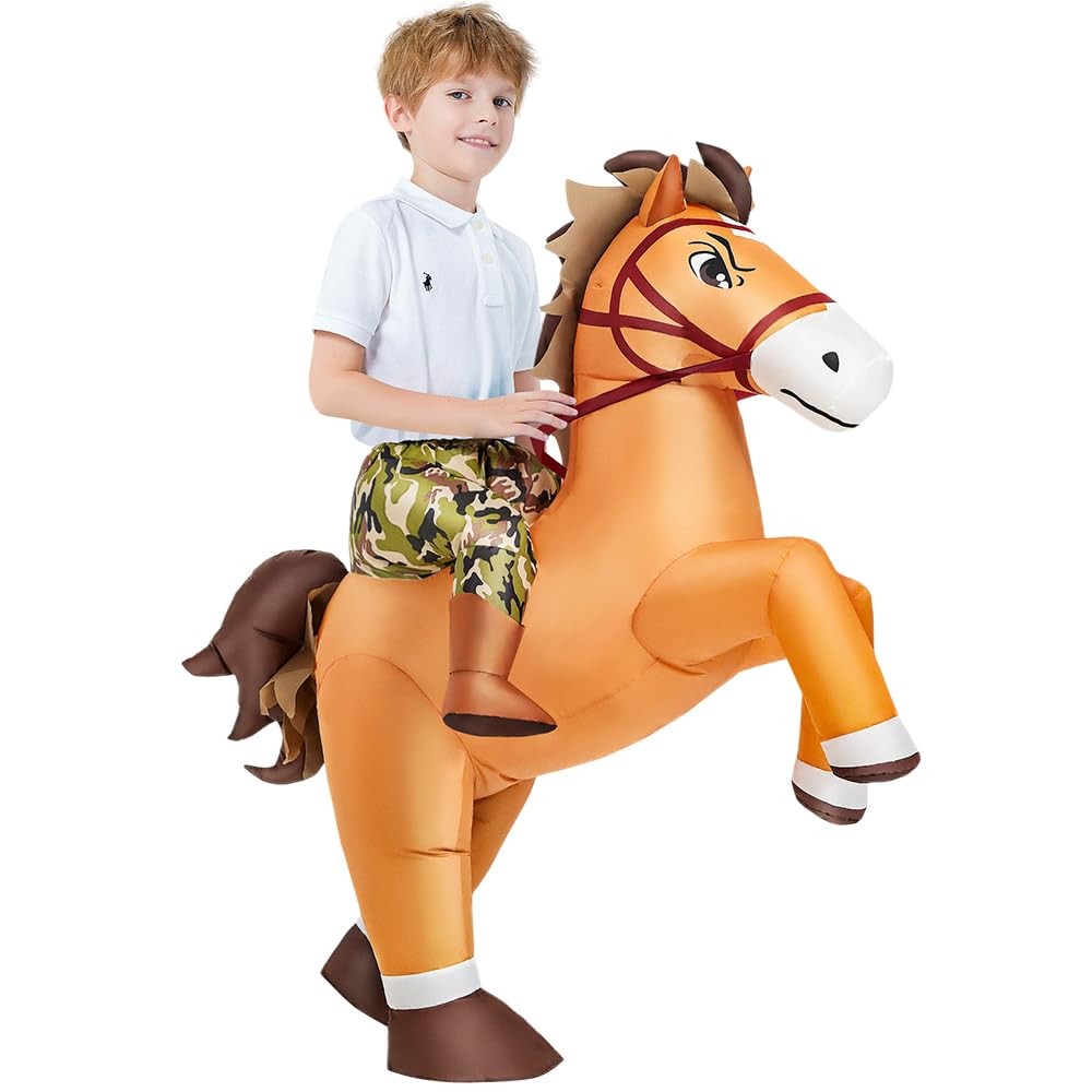 Disfraz de caballo inflable para niños - Divertido traje de vaquero vaquera para Halloween