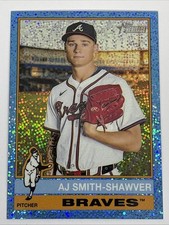 AJ Smith-Shawver 2025 Topps Heritage High Number #559 Chrome Light Blue Sparkle