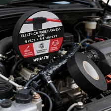 5 Rolls 3/4 Inch x 50 FT Premium Wiring Harness Tape - High Temp Self-Adhesive20